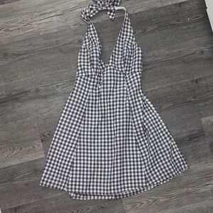 Hollister Black and White Gingham Backless Dress